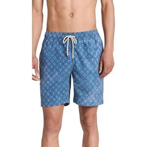 FAHERTY Mens Swimwear XXL Blue Pull On Swim Trunks Moonlight Batik BEACON 7"